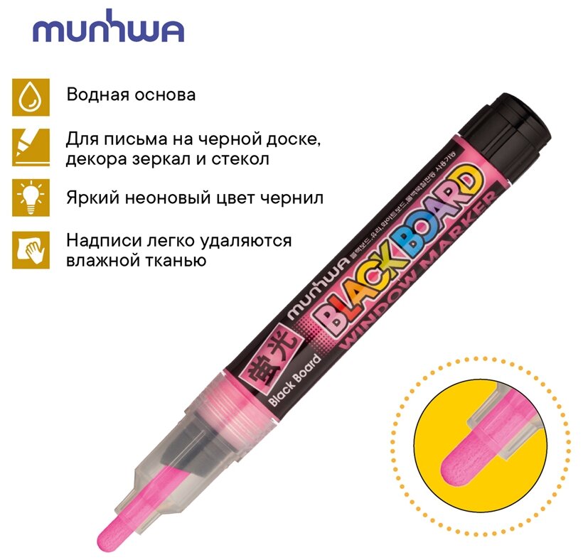 Маркер меловой "Black Board Marker" розовый (BM-10) MunHwa - фото №6