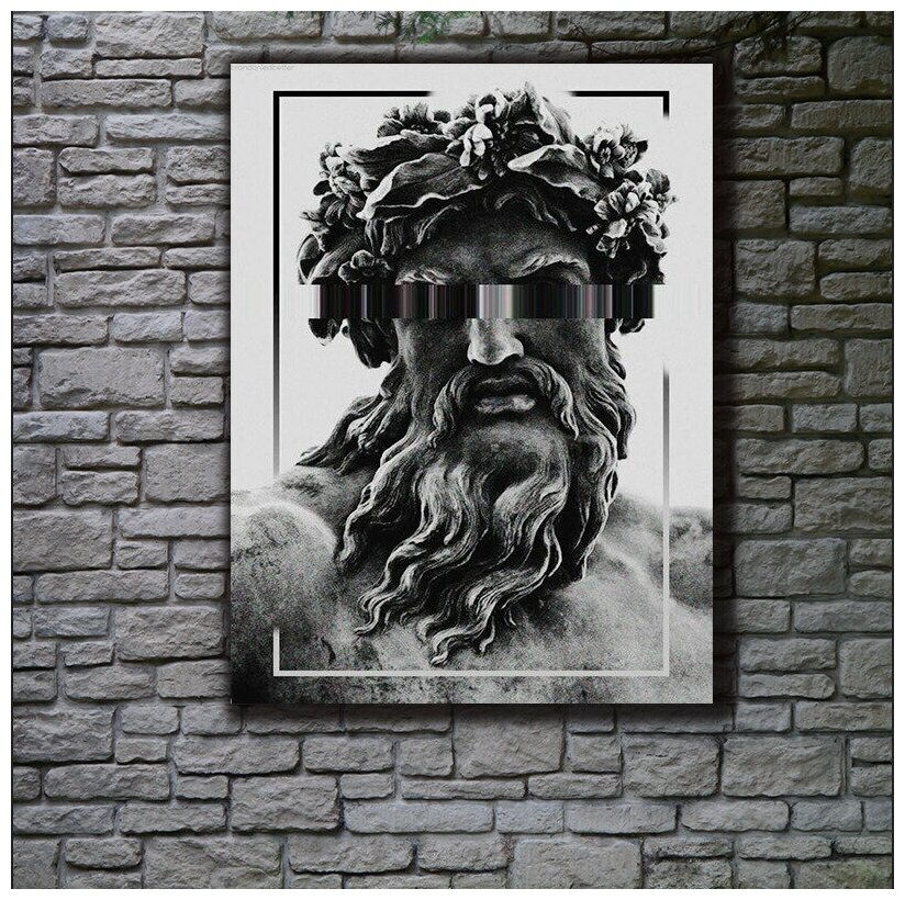 Интерьерная картина "Зевс" на натуральном хлопковом холсте, большая, для интерьера, на стену, на подрамнике, размер 30 на 45 / 30х45 см