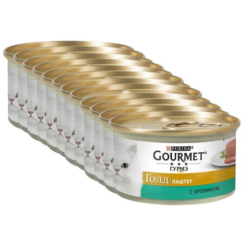 Purina Gourmet Gold Консервированный корм для кошек, паштет с кроликом, 12 x 85 г смесь волшебное дерево 30г мясо по французски любимое блюдо