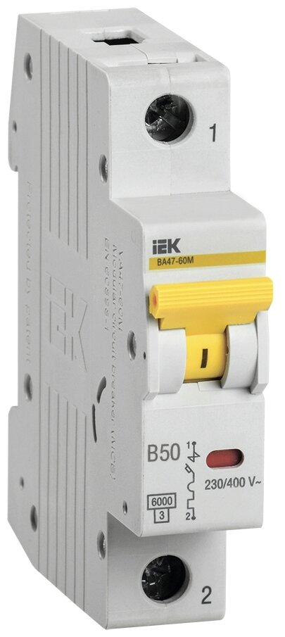 Автоматический выключатель IEK ВА47-60M 1Р 50А 6кА B MVA31-1-050-B