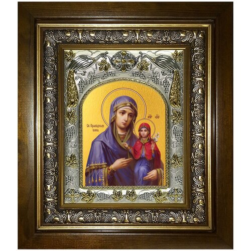 Икона Анна, мать Пресвятой Богородицы, 14х18 см, в окладе и киоте икона анна праведная 14х18 см в окладе и киоте