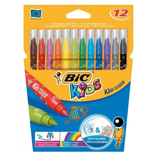 Bic Цветные фломастеры Kid Couleur 750 в наборе 12 цветов