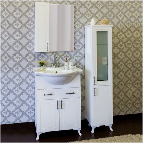 Мебель для ванной Sanflor Глория 65 белая (тумба с раковиной + зеркало)