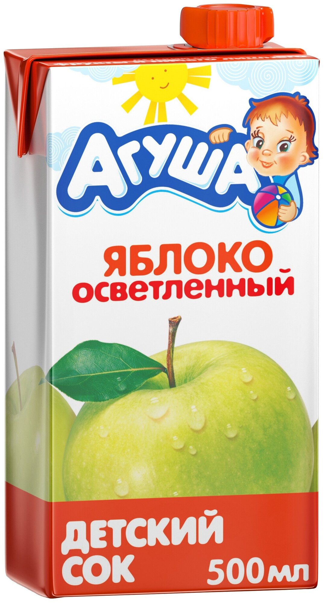 Сок агуша Яблоко осветленный, с 3 лет, 500мл