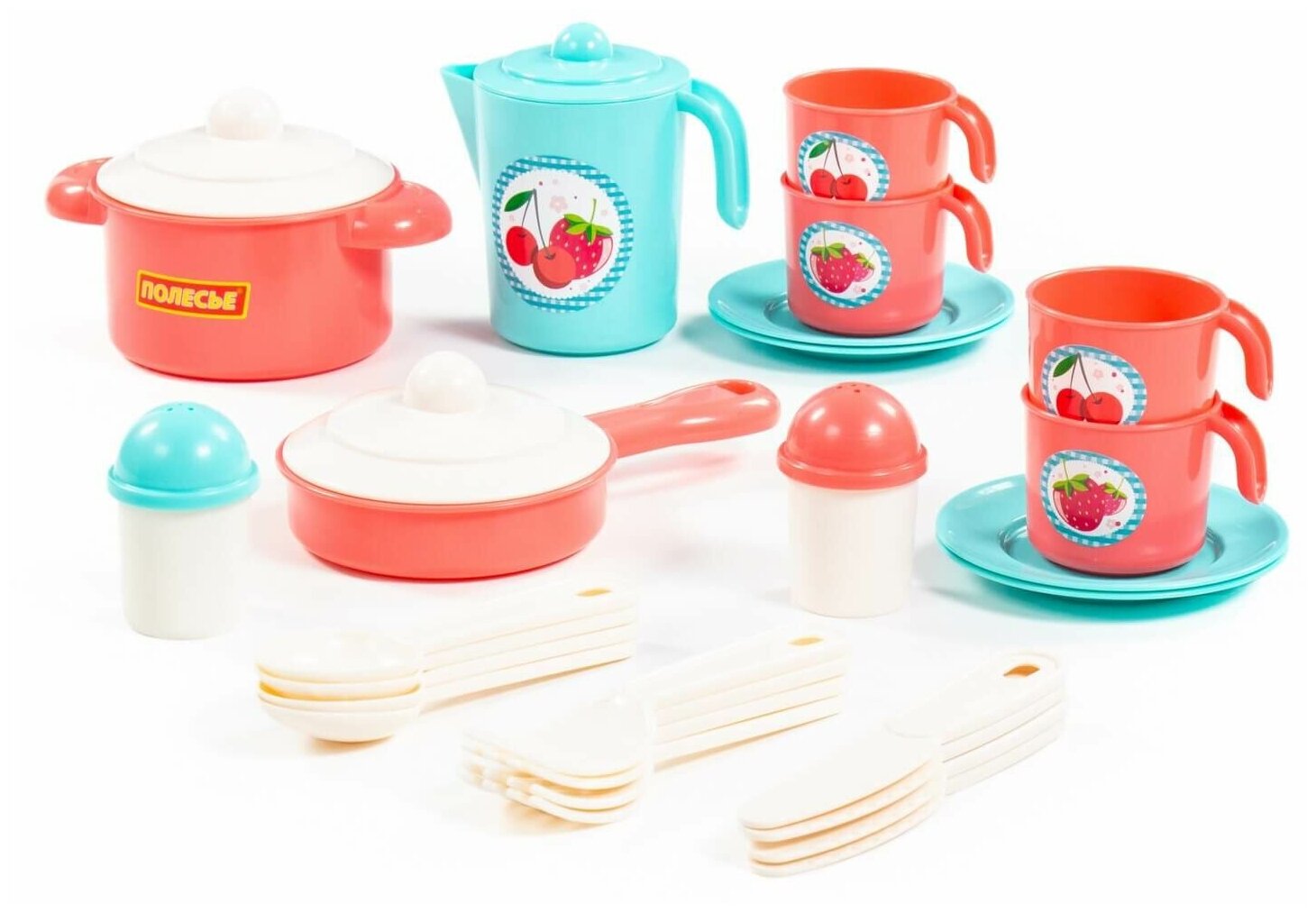 Набор детской посуды Полесье "Настенька" на 4 персоны (28 элементов) в сеточке (79930)