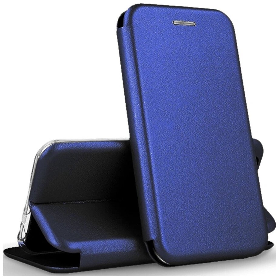 Чехол книжка синий для Apple iPhone X / iPhone XS с магнитным замком, с подставкой для телефона и карманом для карт или денег / айфон икс / иксэс