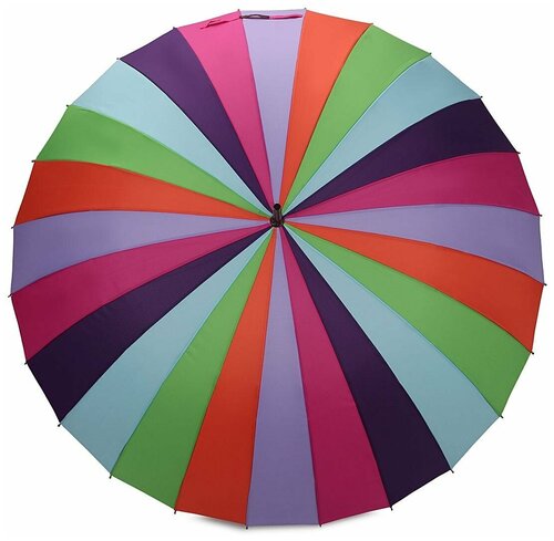Зонт-трость Dolphin, полуавтомат, купол 104 см, 24 спиц, деревянная ручка, чехол в комплекте, для женщин, розовый