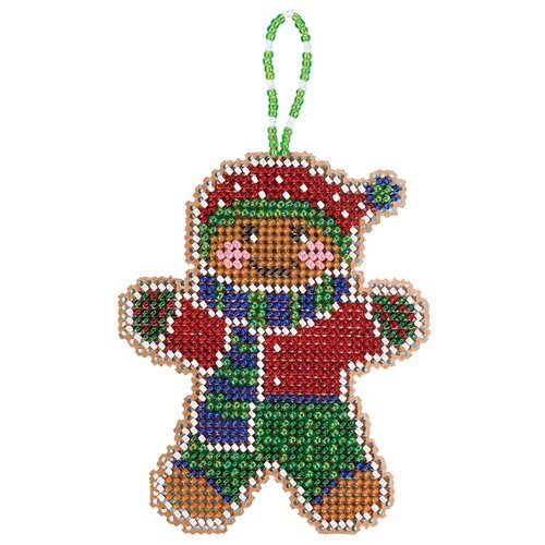 beary merry christmas новогодний мишка mh142132 mill hill набор для вышивания 13 3 x 13 3 см счетный крест Mill Hill набор для вышивания бисером и нитками Gingerbread Lad,MH21-2111, 8 х 6.5 см