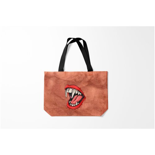 фото Сумка-шоппер / 46х35 см / популярные иллюстрации / монстры привидения и дьяволы пасть burnettie