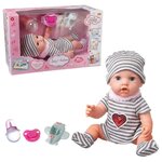 Пупс ABtoys Baby Ardana 30см, в полосатом платье, шапочке и носочках, в наборе с аксессуарами, в коробке - изображение