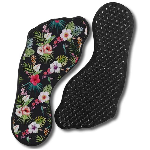 фото Доска с гвоздями садху для йоги с уф печатью, форма стопы (ноги), орнамент цветы - 56, шаг 10мм чакра