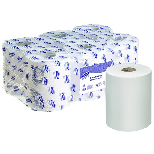 Купить Полотенца бумажные в рулонах с центральной вытяжкой Luscan Professional 1-слойные 6 рулонов по 300 метров (арт.486858), белый, смешанная целлюлоза, Туалетная бумага и полотенца