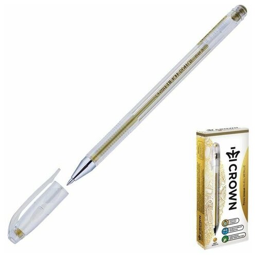 Ручка гелевая Metallic Crown HJR-500GSM, чернила золото, узел 0.7 мм (12 шт)