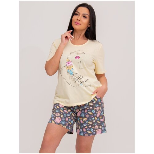 фото Пижама женская футболка + шорты modellini 1256/4, размер 60