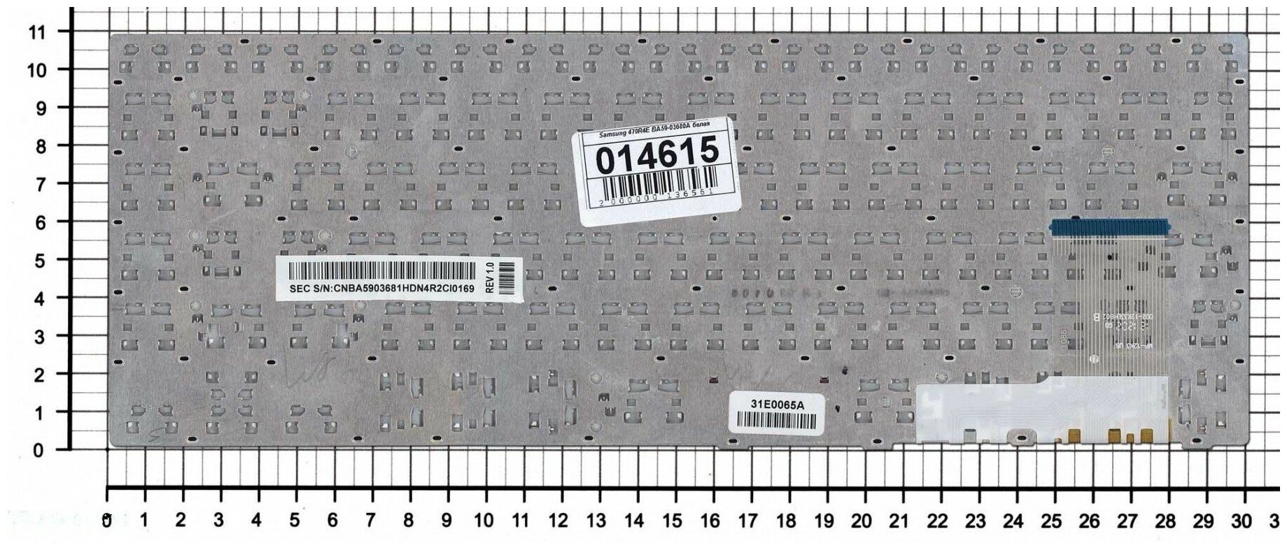 Клавиатура для ноутбука Samsumg NP450R5E белая без рамки плоский Enter