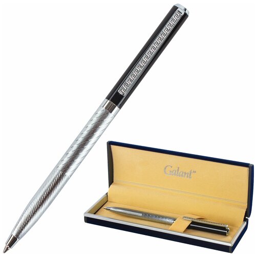 Ручка подарочная шариковая GALANT «Landsberg», корпус серебристый с черным, хромированные детали, пишущий узел 0,7 мм, синяя, 141013