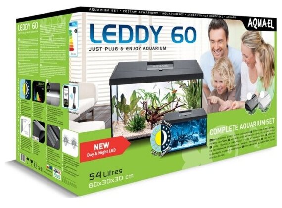 AQUAEL LEDDY SET PLUS 60 D&N 2.0 Аквариумный комплект (фильтр, обогреватель, свет) 54л, белый - фотография № 6