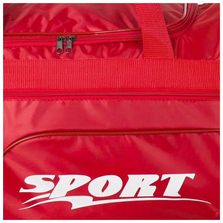 AMeN Сумка спортивная, отдел на молнии, 3 наружных кармана, длинный ремень, цвет красный - фотография № 4
