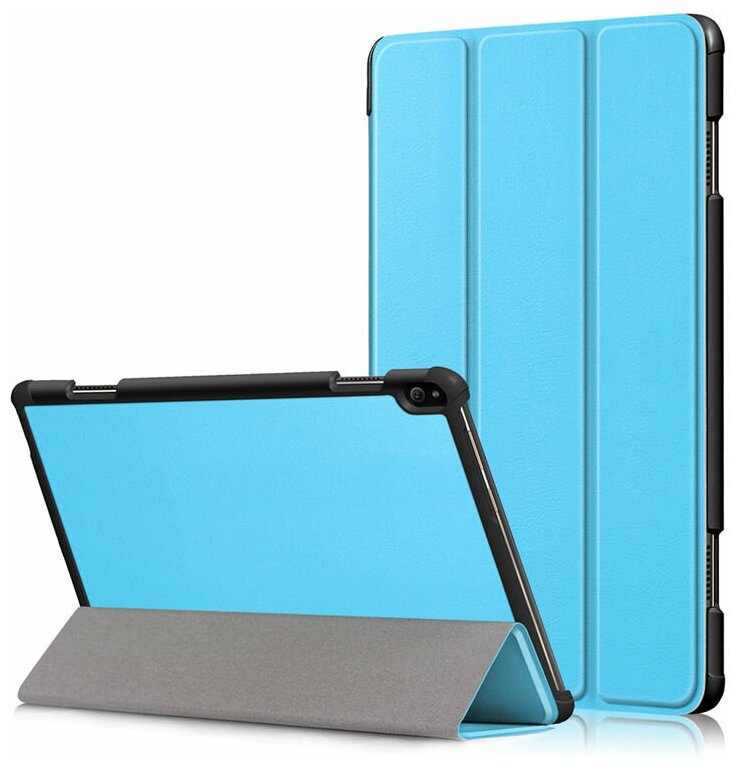 Чехол-обложка MyPads для Huawei MediaPad T3 10 LTE (AGS-L09/L03) 9.6 тонкий умный кожаный на пластиковой основе с трансформацией в подставку голубой