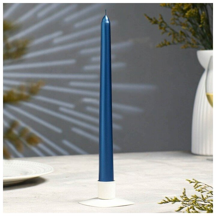 Свеча античная, 2,3х 25 см, лакированная, синий металлик 4820533
