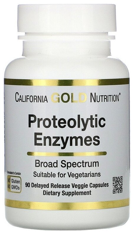 Капсулы California Gold Nutrition Proteilytic Enzymes, 60 г, 90 шт.