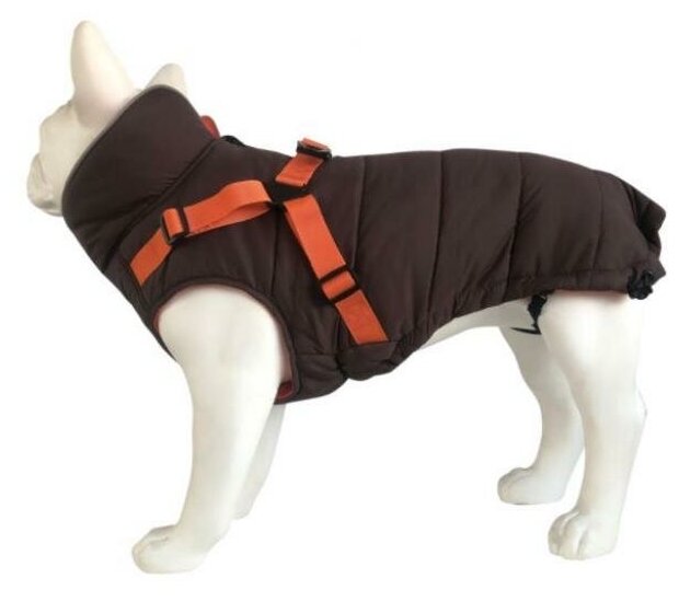 Triol Попона для собак утепленная с шлейкой OUTDOOR Active, коричневая, XL (40см)