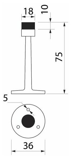 Упор дверной U106AB, Н=75 мм; d=36, цвет бронза - фотография № 3