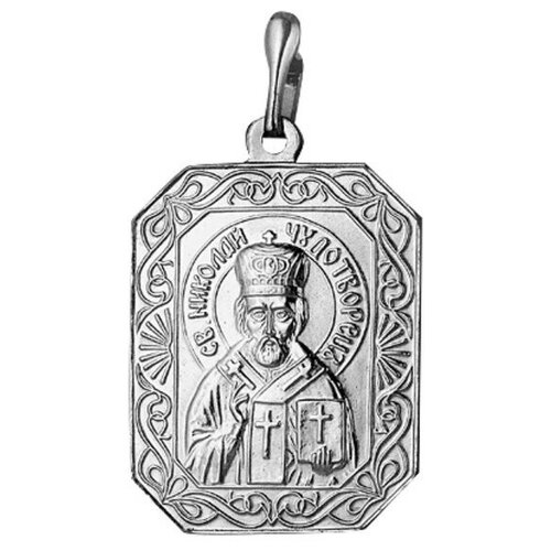 фото Подвеска "николай чудотворец" квадрат, посеребрение с оксидированием красная пресня