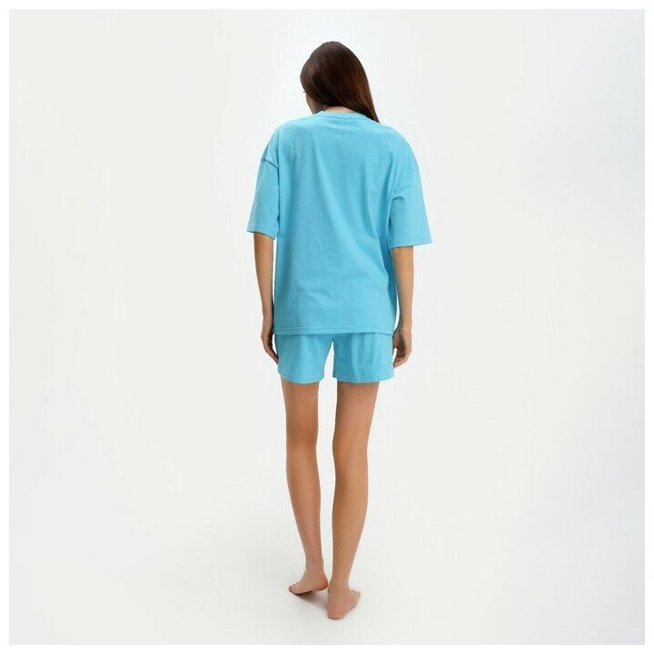 Пижама женская (футболка и шорты) KAFTAN Basic р. 40-42, голубой - фотография № 8