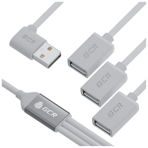 Хаб USB GCR AM - 3xAF 0.35m White GCR-53355 usb концентратор gcr gcr ap05 разъемов 3 серебристый