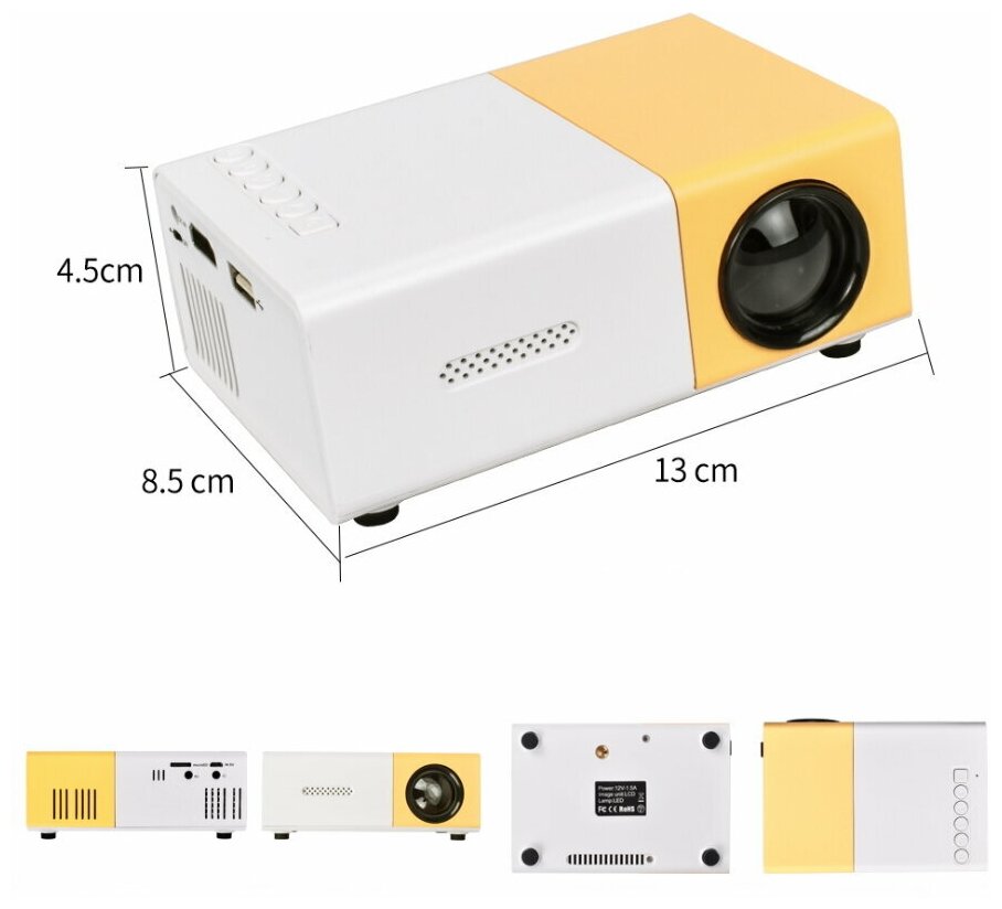 Проектор мультимедийный LED Mini Projector J9; домашний кинотеатр; карманный мини проектор с пультом ДУ, мультимедийный детский портативный переносной