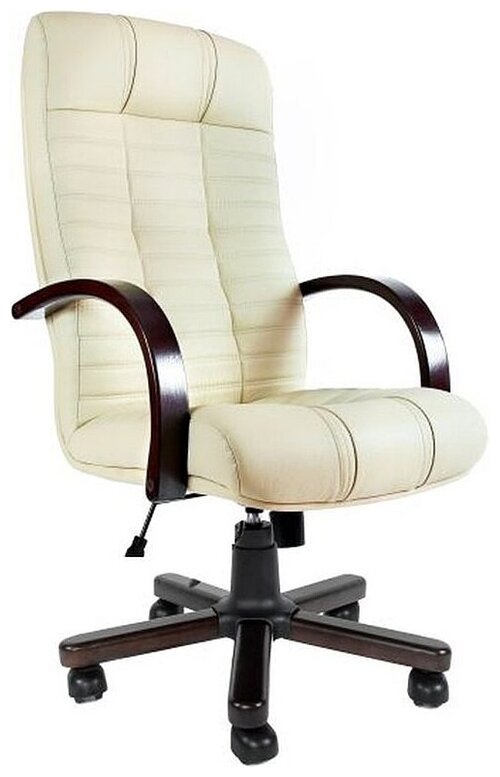 Компьютерное кресло Евростиль Атлант Экстра M-PP (орех) для руководителя, обивка: натуральная кожа, цвет: бежевый