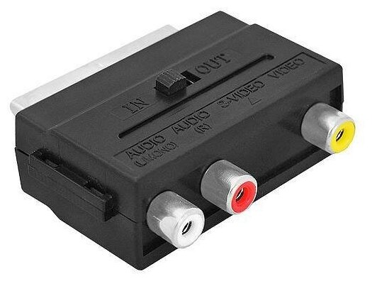 Переходник SCART - 3 x RCA - скарт 3 тюльпана с переключателем (вход-выход)