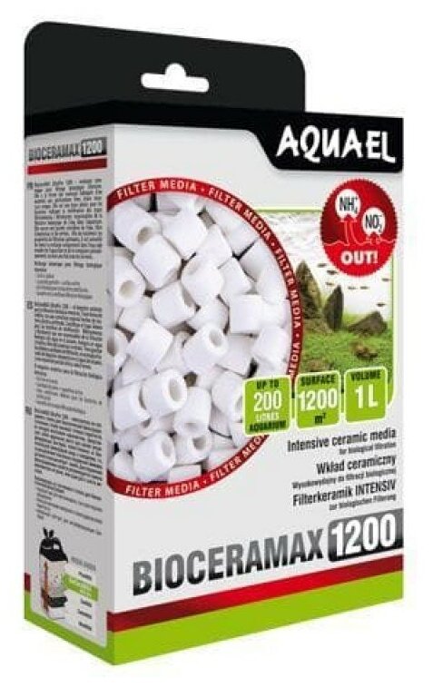 Наполнитель AQUAEL BIOCERAMAX 1200 1000 мл (стеклокерамика, кольца, 1200 м? л) (2 шт)