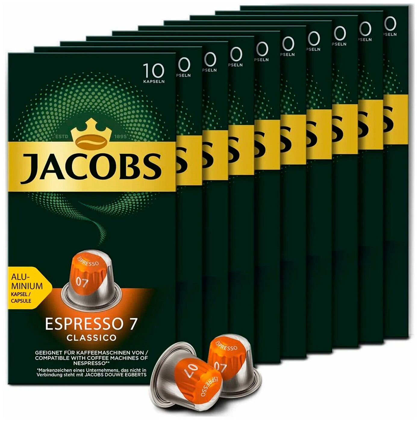 Кофе в алюминиевых капсулах JACOBS Espresso 7 Classico для кофемашин Nespresso, 10 порций - фотография № 1