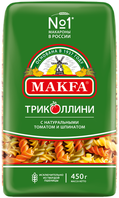 Макфа Макароны   с томатом и шпинатом, спирали, 450 г