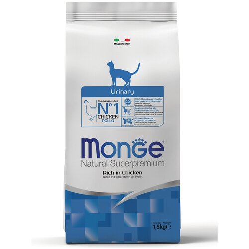 Monge Cat Urinary корм для кошек всех возрастов и пород, профилактика МКБ, курица и рис 1,5 кг (2 шт)