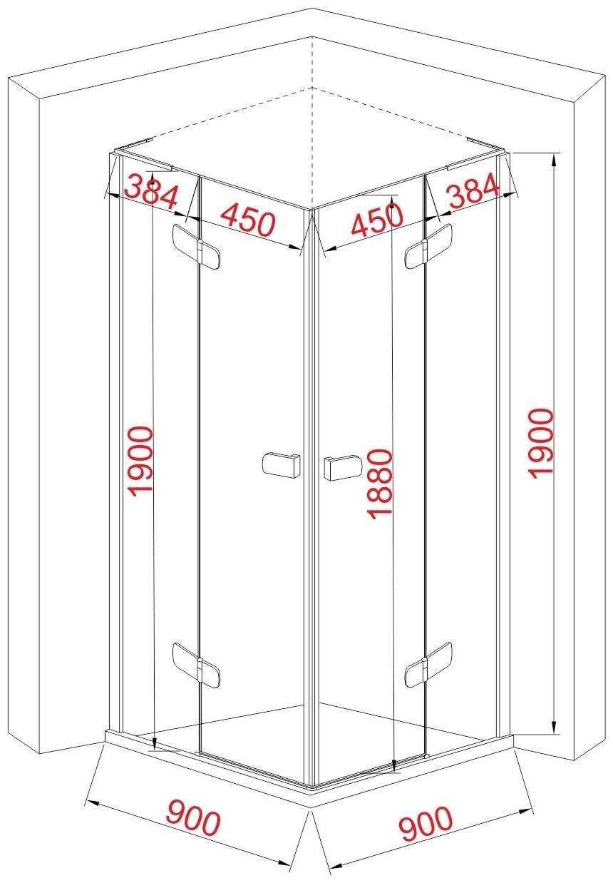 Душевая ширма 90 на 90 размеры