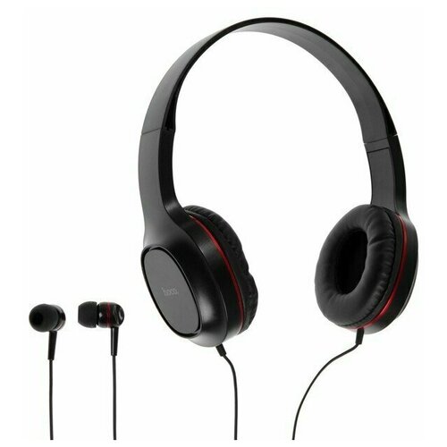 Комплект наушников Hoco W24 проводные полноразмерные вакуумные проводные красные 159600₽