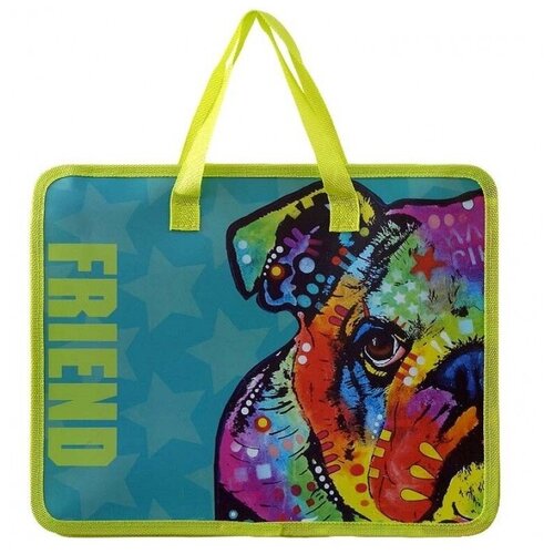 Папка FRIEND для тетрадей и уроков труда технологии изо рисование формат А4 пластиковая на молнии с ручками для школы для школьных принадлежностей