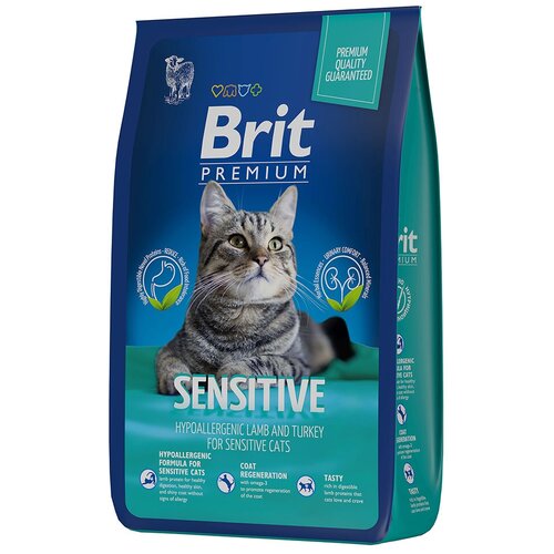 Brit Premium корм для взрослых кошек с чувствительным пищеварением, с ягненком и индейкой 800 гр