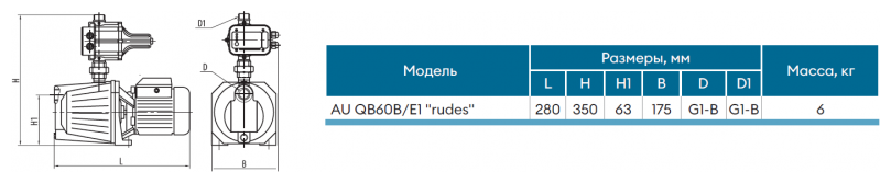 Станция насосная AU QB60B/Е1 “Rudes” - фотография № 4