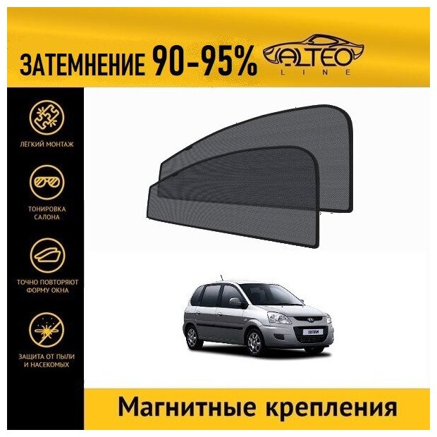 Каркасные автошторки ALTEO PREMIUM на Hyundai Matrix (2008-2010) на передние двери на магнитах с затемнением 90-95%