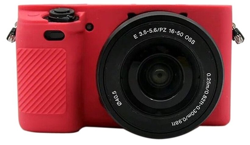 Силиконовый противоударный чехол Чехол. ру для фотоаппарата Sony A6300/ ILCE-6400 ультра-тонкая полимерная из мягкого качественного силикона красный