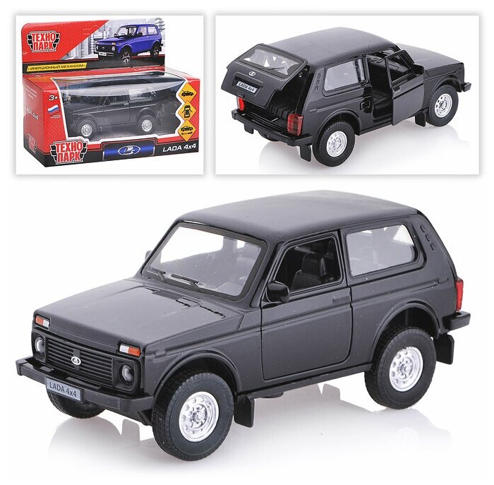 Легковой автомобиль технопарк Lada 4X4 (LADA4X4-BK/RD) 1:32, 12 см, черный - фотография № 6