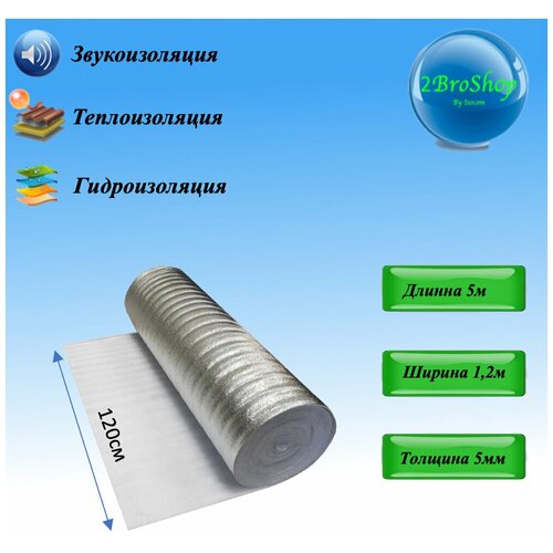 Подложка под теплый пол 5м х 12м х 5ммтеплоизоляцияпод электрический теплый пол и инфрокрасныйлавсан 568₽