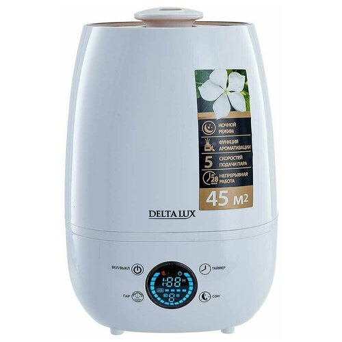 Увлажнитель воздуха ультразвуковой DELTA LUX DE-3703 белый с золотым 4л до 28ч 45м2 288000₽