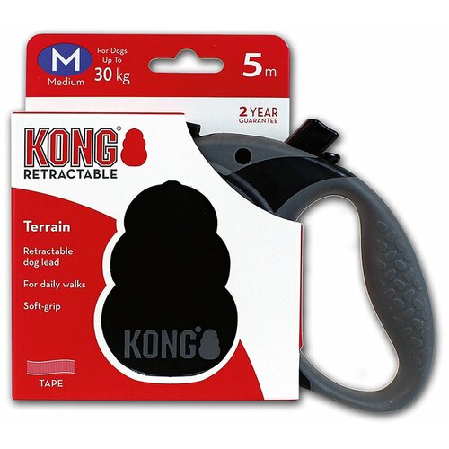 KONG рулетка Terrain M (до 30 кг) лента 5 метров черная