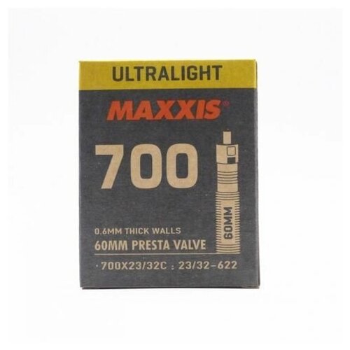 Камера 700X23/32C (23/32-622) ниппель 60 мм MAXXIS ULTRALIGHT камера велосипедная maxxis welter weight 700x23 32c 23 32 622 0 8 мм lfvsep80 b c eib00136300