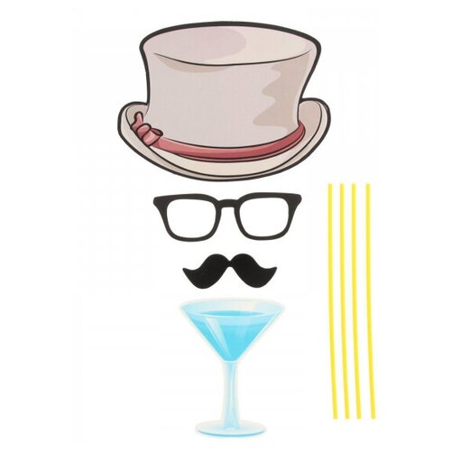фото Карнавальный набор для фотосессии "господин", 4 предмета: шляпа, очки, усы, бокал happy pirate